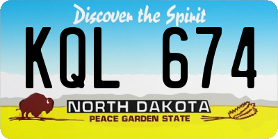 ND license plate KQL674