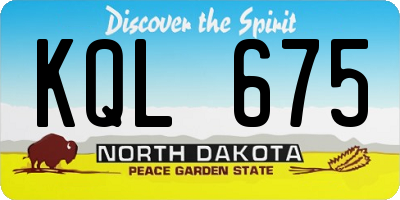 ND license plate KQL675