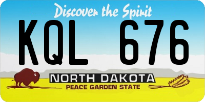 ND license plate KQL676