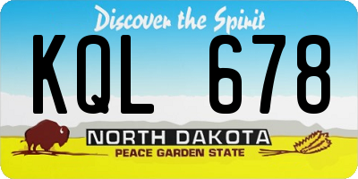 ND license plate KQL678