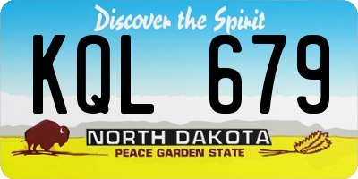 ND license plate KQL679