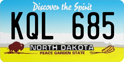 ND license plate KQL685
