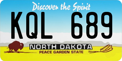 ND license plate KQL689
