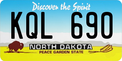 ND license plate KQL690