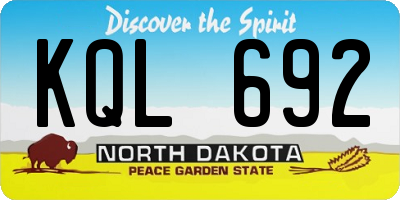 ND license plate KQL692