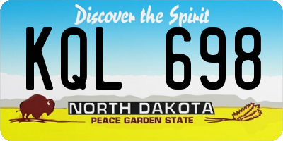ND license plate KQL698