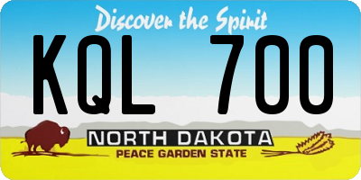 ND license plate KQL700