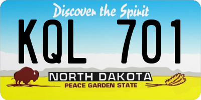 ND license plate KQL701