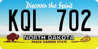 ND license plate KQL702