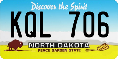 ND license plate KQL706
