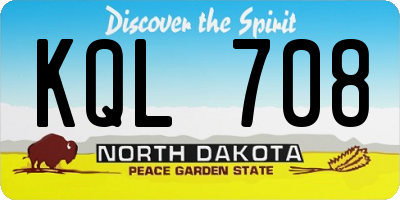 ND license plate KQL708
