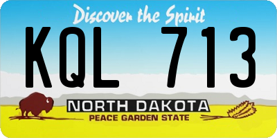 ND license plate KQL713