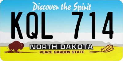 ND license plate KQL714