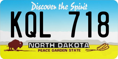 ND license plate KQL718