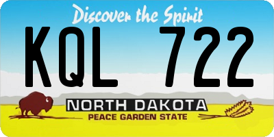 ND license plate KQL722