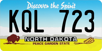 ND license plate KQL723