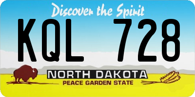 ND license plate KQL728