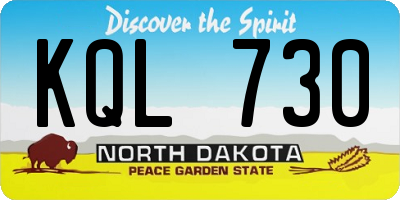 ND license plate KQL730