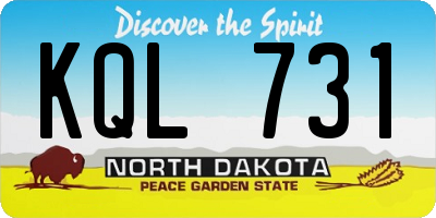 ND license plate KQL731