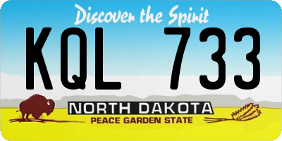 ND license plate KQL733