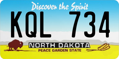 ND license plate KQL734