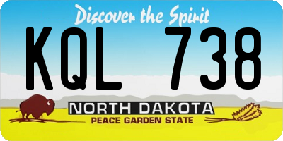 ND license plate KQL738