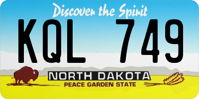 ND license plate KQL749
