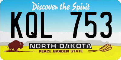 ND license plate KQL753