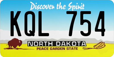 ND license plate KQL754