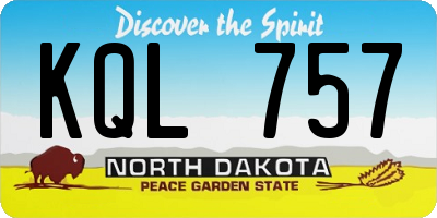 ND license plate KQL757