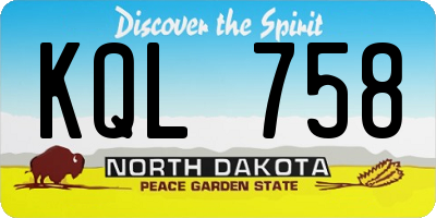 ND license plate KQL758