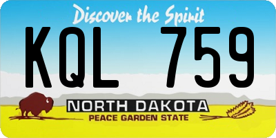 ND license plate KQL759