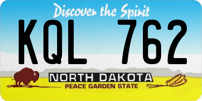 ND license plate KQL762