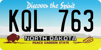 ND license plate KQL763