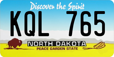 ND license plate KQL765