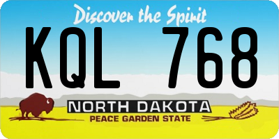 ND license plate KQL768