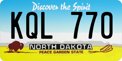ND license plate KQL770