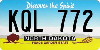 ND license plate KQL772