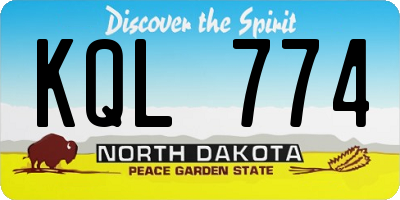ND license plate KQL774