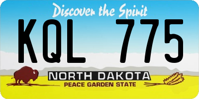 ND license plate KQL775