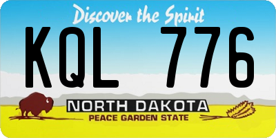ND license plate KQL776