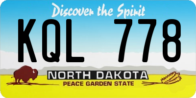 ND license plate KQL778