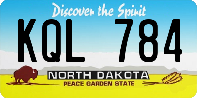 ND license plate KQL784