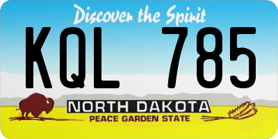 ND license plate KQL785