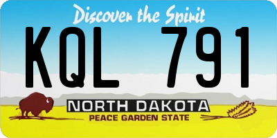 ND license plate KQL791