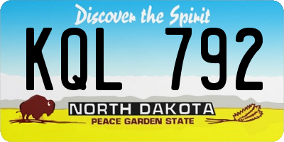 ND license plate KQL792