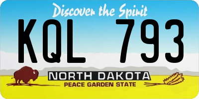 ND license plate KQL793