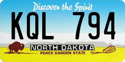 ND license plate KQL794