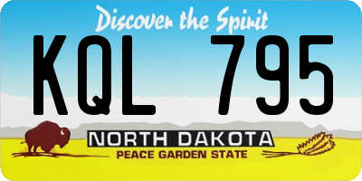 ND license plate KQL795