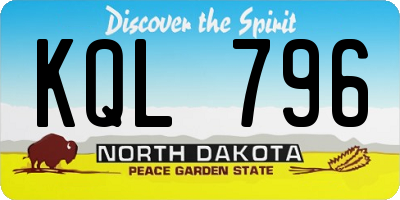 ND license plate KQL796